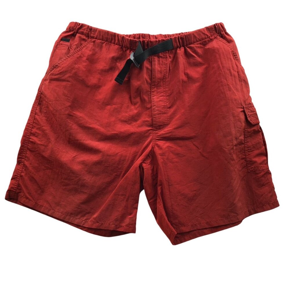 Mens Cargo Shorts Size 34 Measuered Elatic Waist Outdoors Hiking Adjustable Red